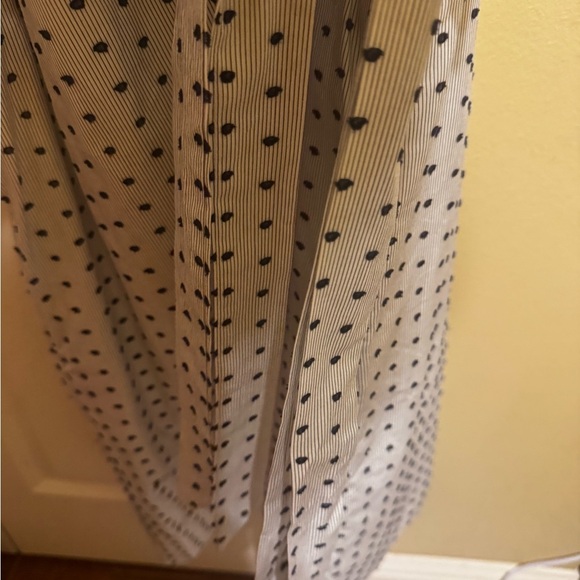 Banana Republic Swiss Dot Off Shoulder Dress Navy Blue Dots Belt Sz M Tall - Picture 9 of 15